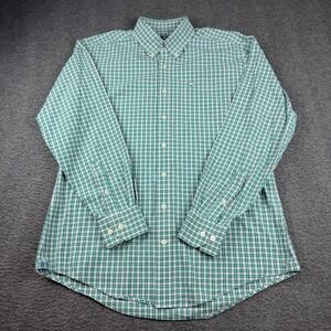 Southern Shirt Button Down Men's Medium Green Plaid Cotton Club Long Sleeve LS